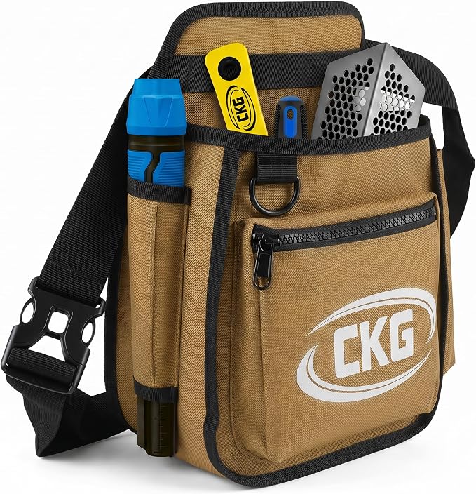 CKG Metal Detecting Finds Bag Waist Digger Pouch Tools, Khaki