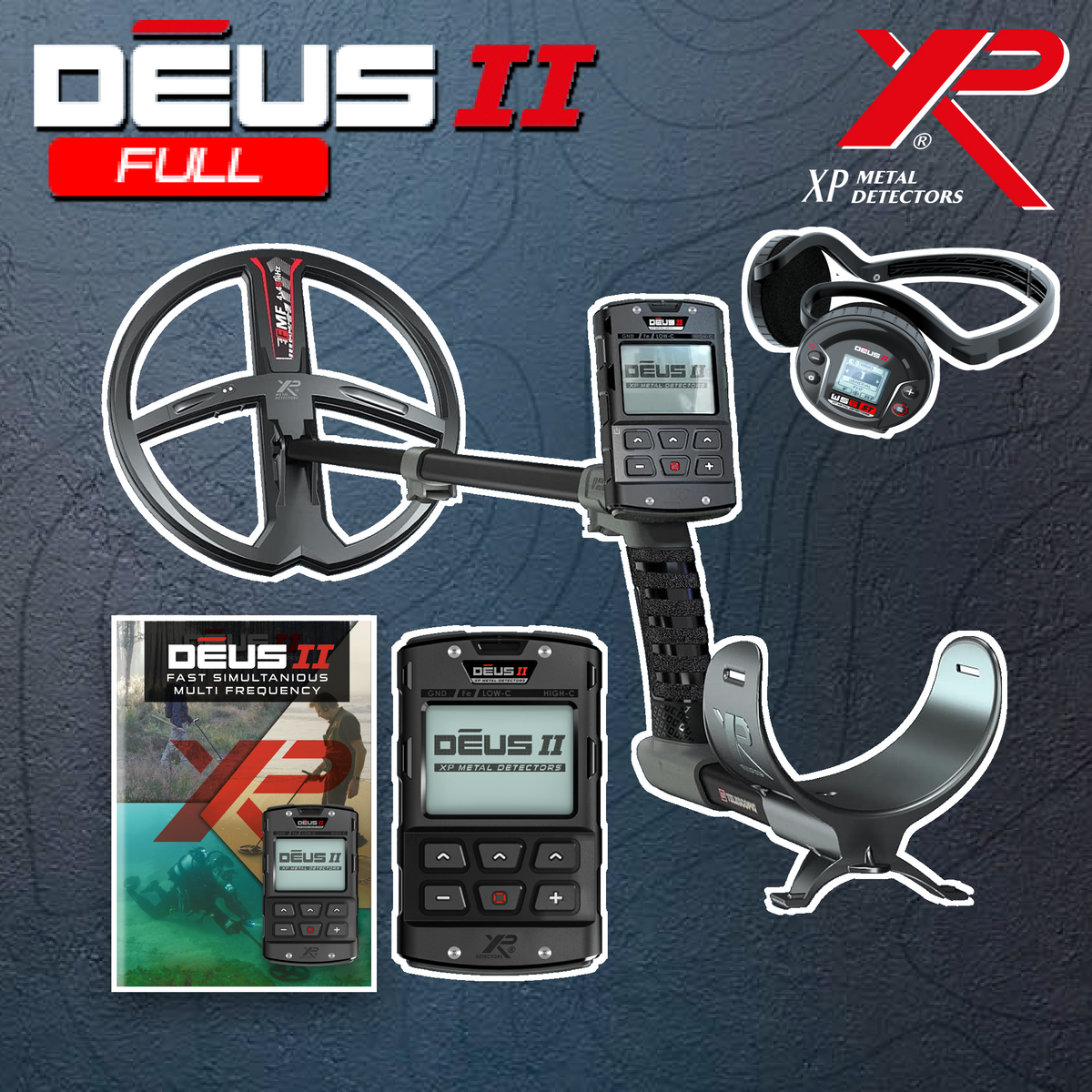 XP DEUS II Full ST Metal Detector – 11" FMF Coil, Remote & WS6 ST Headphones