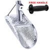CKG Sand Scoop For Metal Detecting, Stainless Steel With Hexahedron 7mm Holes For Beach Treasure Hunting + Plastic Handle